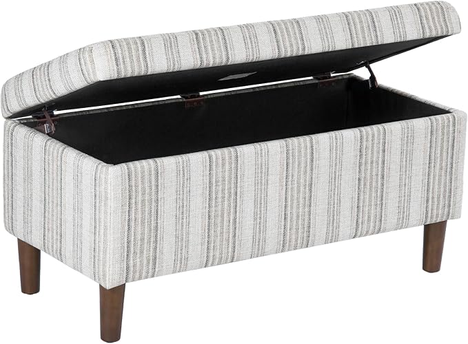 HomePop Malmo 36" Storage Bench - Gray Striped Pattern
