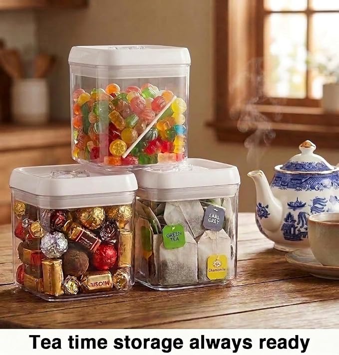 Felli Flip Tite Food Storage Container 4" Small Size Airtight Lid Lock Top, Stackable Kitchen Canister for Space Saving, Pantry Fridge Cupboard Organizer, Spice Seasoning Pet Treats Snack (0.5 qt)