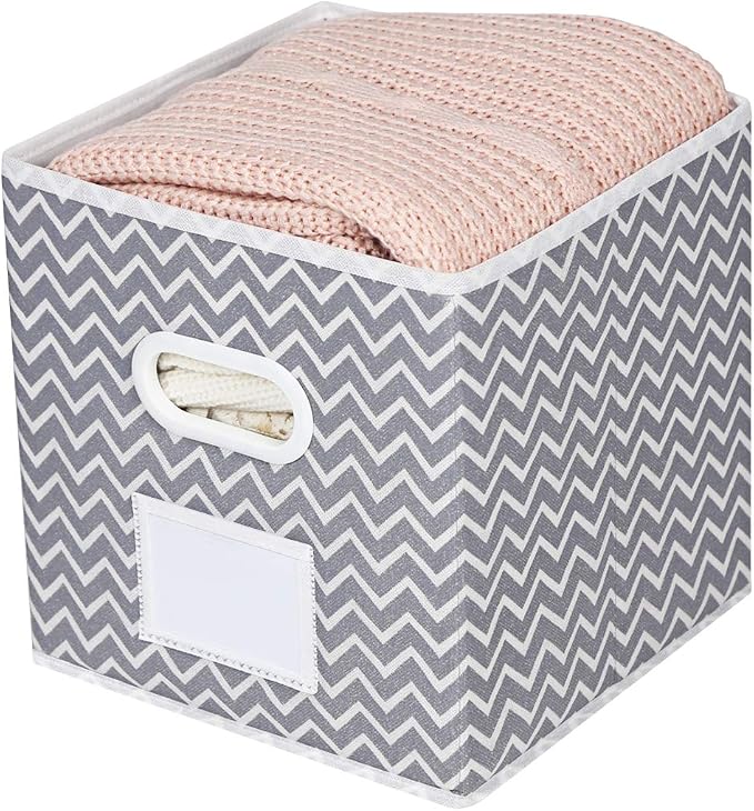 MAX Houser Fabric Cloth Storage Bins,Foldable Storage Cubes Organizer Baskets with Dual Handles for Home Bedroom Storage,Set of 6 (Grey)