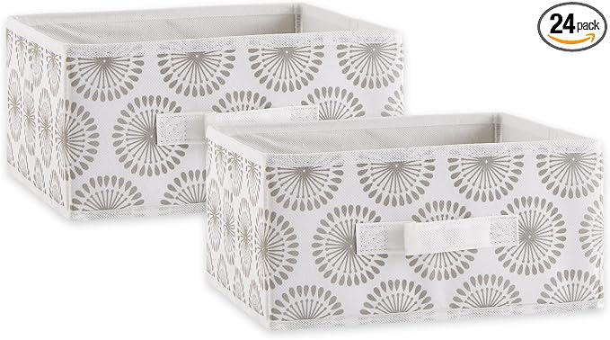 DII Non Woven Polyester Storage Bin, 11x11x5.5-inch, Starburst Gray, 2 Piece (Pack of 12)