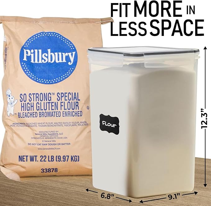 8.5L/287Oz Extra Large Airtight Food Storage Containers (2 PC) with Lids, Kitchen and Pantry Organization Containers for Baking Supplies, Cereal, Flour, Sugar, Rice (BPA Free)