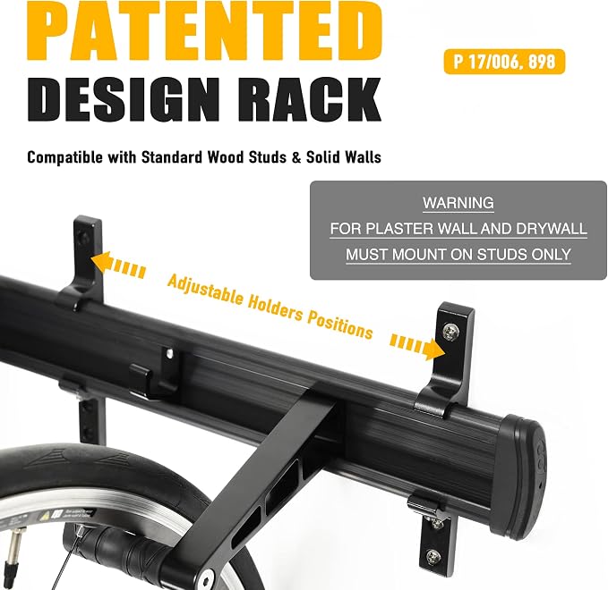 CyclingDeal Bike Wall Mount Rack - Adjustable Indoor Outdoor Storage Vertical Cycling Hook Hanger Organiser - Safe & Secure for Storing MTB Road Bicycles in Garage or Home - Upgraded 3 Bikes