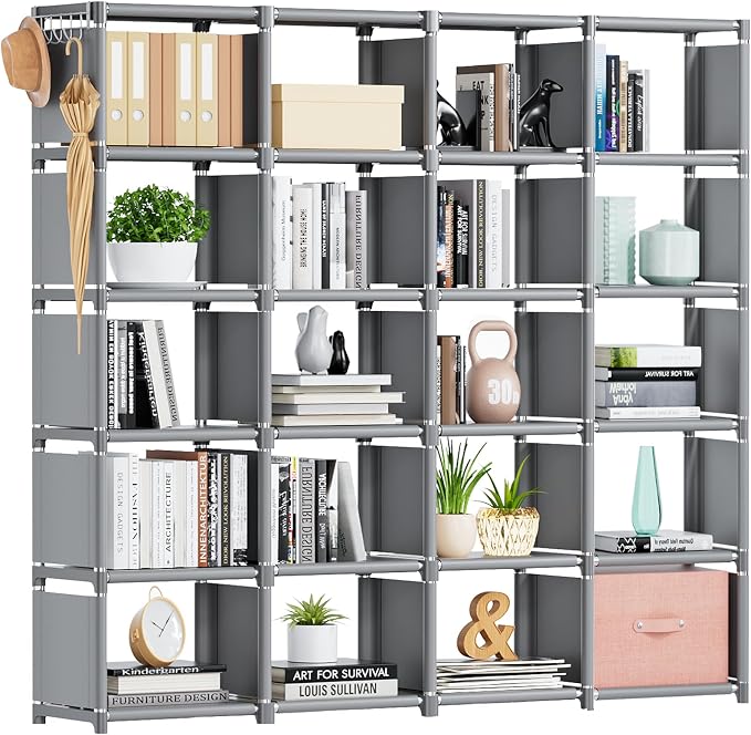 Mavivegue 20 Cube Book Shelf, Storage Organizer, Large DIY Bookcase, Metal Cube Bookshelf, Cubbies Closet Storage Organizer Shelves for Bedroom,Living Room,Home,Office