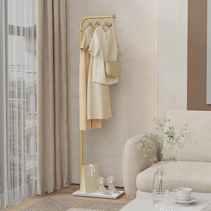 Coat Rack Freestanding with Rock Base,Clothes Stand,70.8In,Golden | Metal Clothing Rack with Rock Base,Coat Tree,Standing Hanger for Coat,Hat,Scarve,Garment Stand for Bedroom,Hallway,Entrance