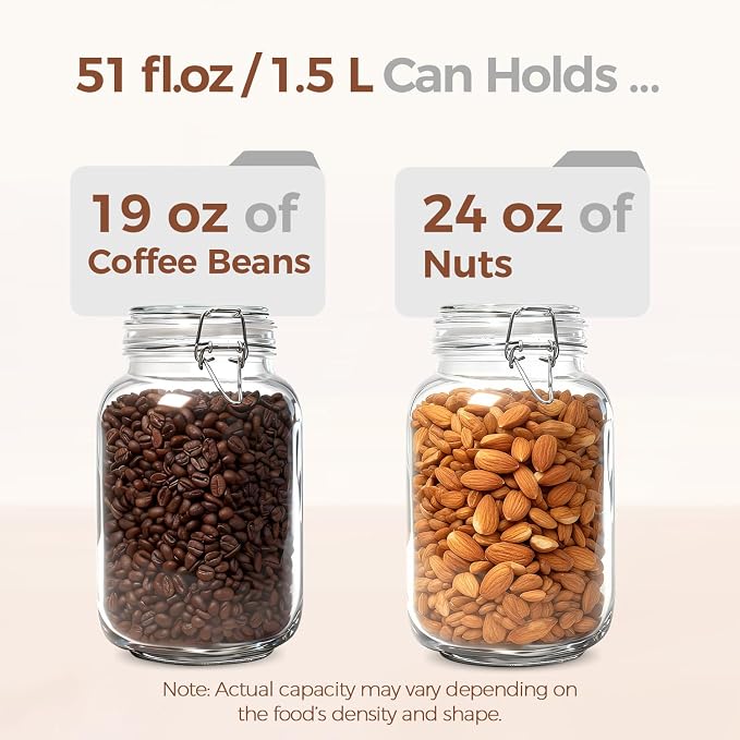 ComSaf Square Glass Jars with Airtight Lids 51 oz 3 Pack Wide Mouth | Flour sugar rice, Kimchi pickling, Sourdough pickling, Pantry organization, Dry food storage, Kitchen storage canister