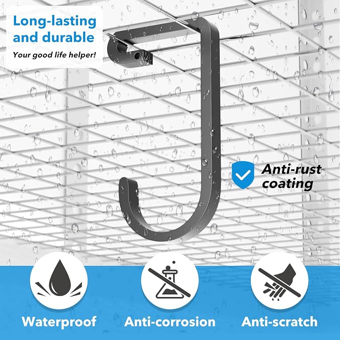 bussdis Thickened Bike Hooks for Garage Ceiling Rack: Heavy Duty Overhead Storage Rack Hook for Bicycle, Hold 50 lb, Safe Rack Bike Hanger, Metal, 4 Pack