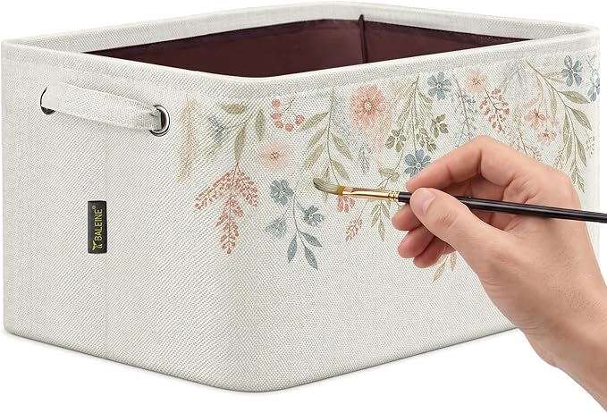 BALEINE 1 Pack Fabric Closet Storage Bins for Shelves, Linen Closet Organizers and Storage, Decorative Baskets for Organizing, Shelf, Clothes, Home, Office (White, 12"x8"x8")