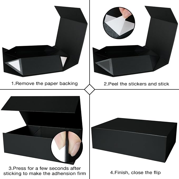 Aimyoo Galaxy Black Magnetic Gift Boxes with Lids 13.8x9x4.3 in, Large Bridesmaid Groomsman Proposal Box, Rectangle Collapsible Box for Present Graduation Birthday Storage 5 Pack