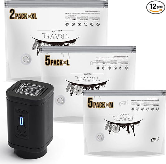 TAILI Vacuum Storage Bags with Rechargeable Cordless Pump, 12 Combo(5M+5L+2XL)
