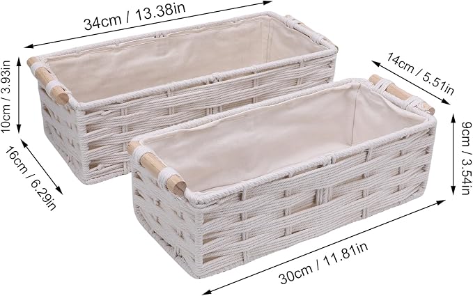 2X woven storage basket, set of bohemian decorative baskets, rattan woven decorative storage baskets suitable for home decoration, bedroom