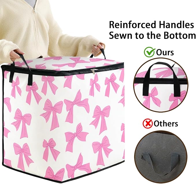 2pcs blanket storage bag for under bed,closet organizers 95L | quilt duvet sweater sheet bedding pillow clothes storage for closet,dorm moving essentials containers with portable handles