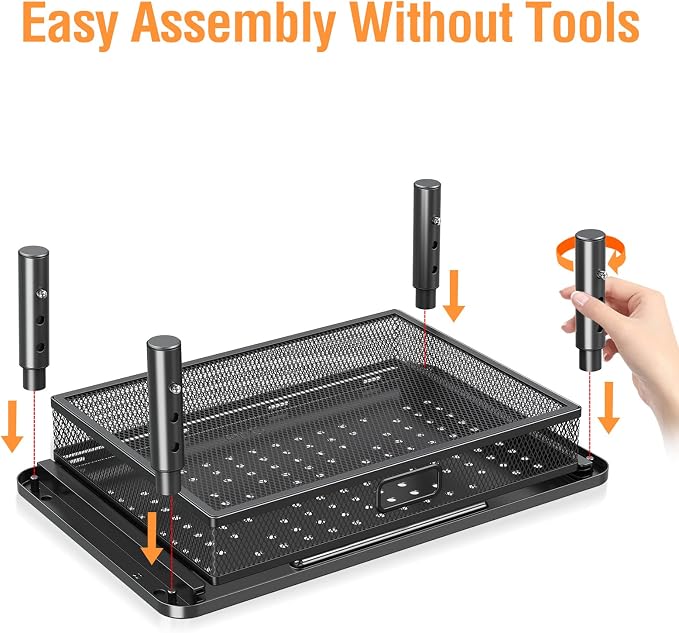 ELIVED 2 Pack Monitor Stand Riser with Metal Drawer, 3 Height Adjustable | with Larger Storage Space for Home and Office Supplies, Metal Desktop Stand for Laptop Computer Printer PC iMac