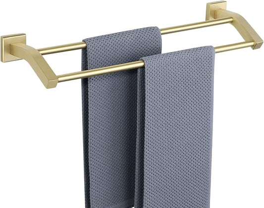 Alise Double Towel Bar, 20" Towel Racks for Bathroom Wall Mounted, Gold | SUS304 Stainless Steel Bathroom Towel Holder, Quick Drying Towel Hanger Towel Rod