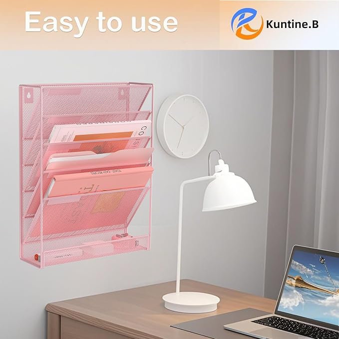 Kuntine.B Wall File Organizer Office Hanging Magazine Holder Wall File Organizer for Office Home