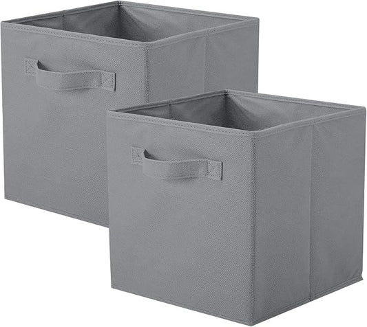 ShellKingdom Storage Bins, Foldable Fabric Storage Cubes And Cloth Storage | Storage Organizer For Closet And Toys, 10.5x10.5x11 INCH, 2 Pack (Gray)