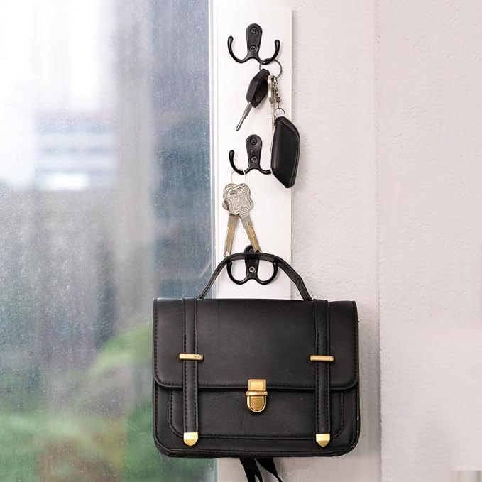 Yohsnor Vertical Design Wall-Mounted Key Holder,Entryway Durable Hook Rack | White Key Hanger Wall Mount for Narrow Spaces – Ideal Storage Solution for Scarves, Wallets, Belts – Rustic Wooden Key Rack