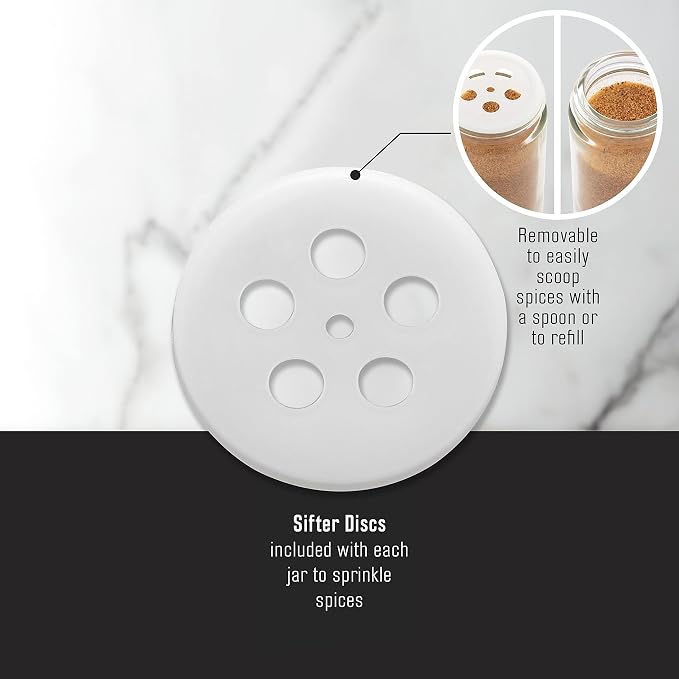 Kamenstein 16 Jar Hourglass Revolving Countertop Spice Rack with Spices Included, FREE Spice Refills for 5 years, Acacia with Stainless Steel Caps