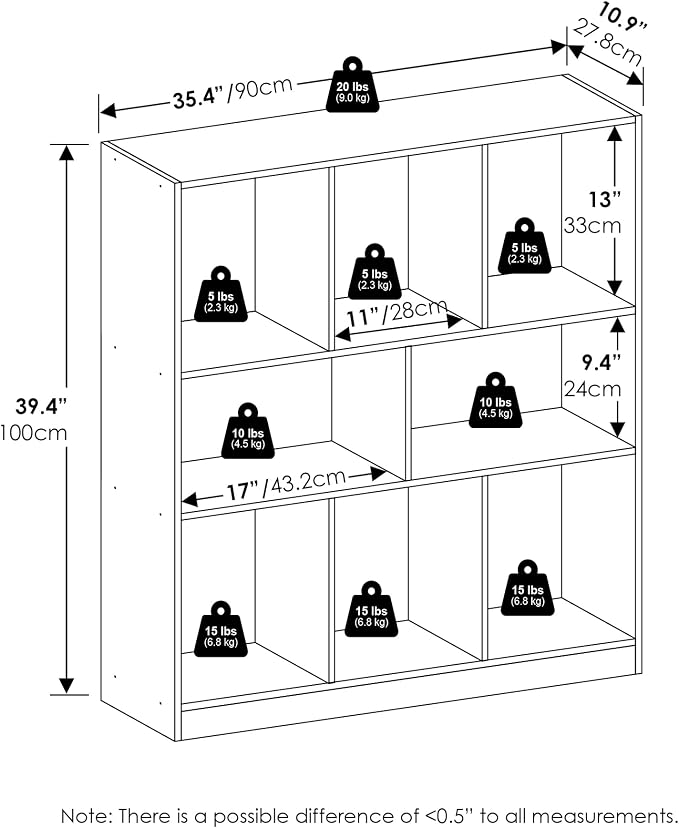8-Cube Horizontal Cube Storage Organizer Bookshelf, Bookcase, Book Shelf, 10.9 x 35.4 x 39.4, for Bedroom, Home Office, Living Room, Espresso