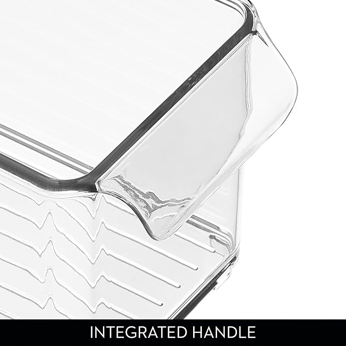 iDesign Stackable Fridge Storage Bin with Handle, Set of 3, Clear | Ideal for Fridge and Freezer, Made in USA