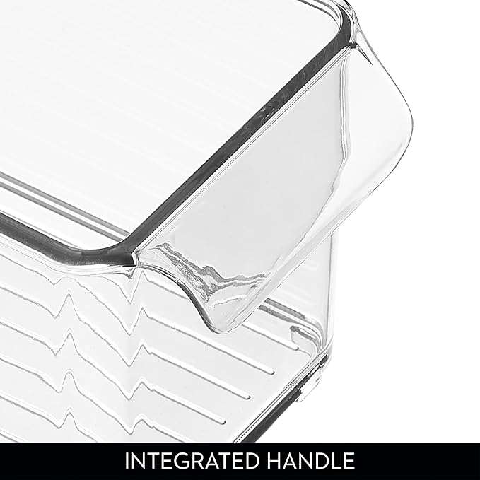 iDesign Stackable Fridge Storage Bin with Handle, Set of 6, Clear | Ideal for Fridge and Freezer, Made in USA