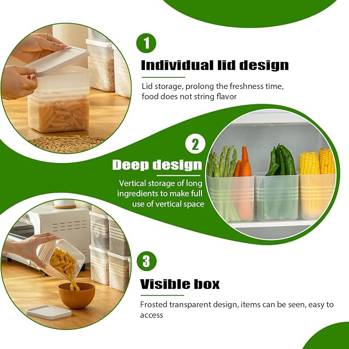 6 Pack Refrigerator Organizer Box with Lid, Plastic Refrigerator Side Door Storage Containers, Space-Saving Organizer Bins for Refrige, Refrige Drawers for Fruit and Vegetable (Clear, S-6)