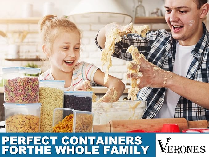 VERONES Large Tall Airtight Food Storage Containers, 10 PACK Containers Set | Plastic Airtight Kitchen & Pantry Organization, Ideal for Flour & Sugar Plastic Canisters with Labels