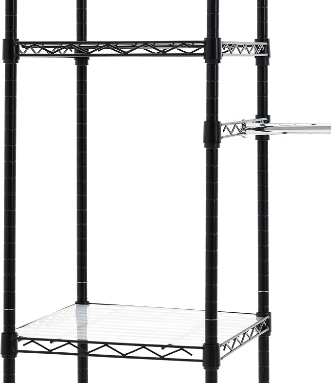 Amazon Basics Expandable Metal Hanging Closet Organizer System with Storage Shelves, Adjustable, Easy to Assemble, 57-80"L x 14"W x 72"H, Black