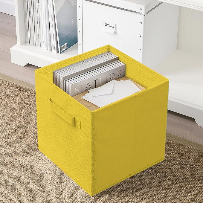 ShellKingdom Storage Bins, Foldable Fabric Storage Cubes And Cloth Storage | Storage Organizer For Closet And Toys, 10.5x10.5x11 INCH, 6 Pack (Yellow)
