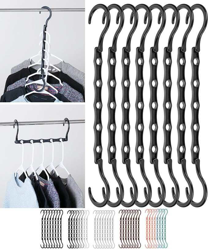 Mr. Pen- Space Saving Hangers, 8 pcs, 360° Rotating Hooks | Magic Cascading Hanger Organizer with 5 Enclosed Slots, Closet Organizers and Storage for Clothes