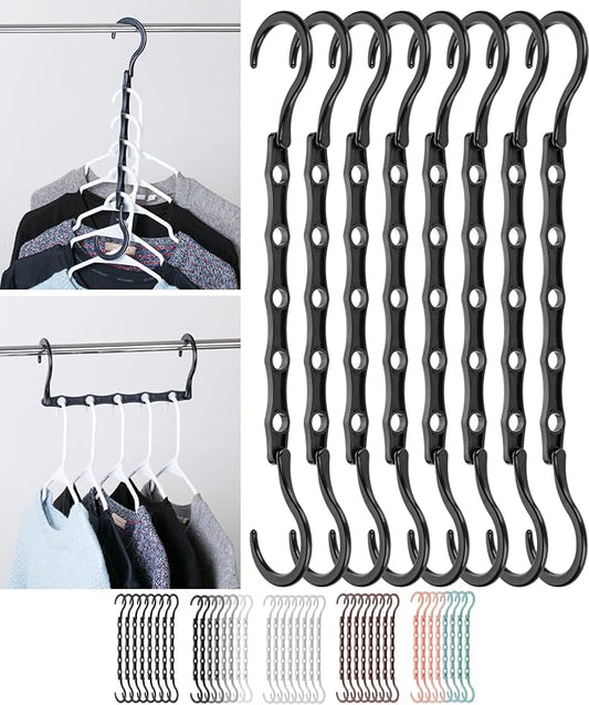 Mr. Pen- Space Saving Hangers, 8 pcs, 360° Rotating Hooks | Magic Cascading Hanger Organizer with 5 Enclosed Slots, Closet Organizers and Storage for Clothes