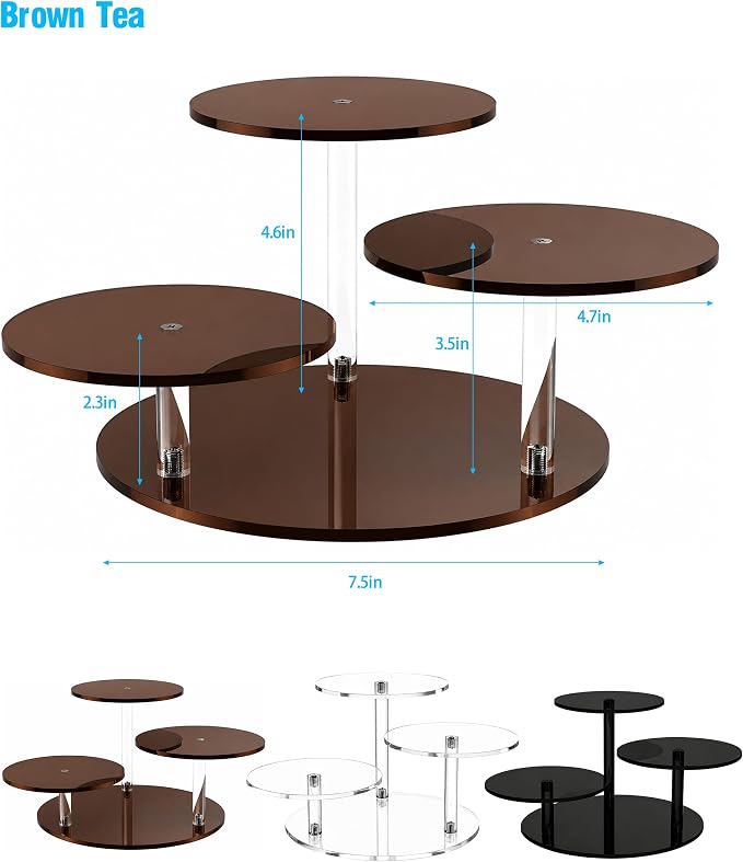 3-Tier Acrylic Display Stand for Botanical Collection Sets, Thickened Showcase Figures Display Holder for Collectibles Dessert Buffet Riser Christmas Tabletop Plant Perfume Watch, Desk Organizer
