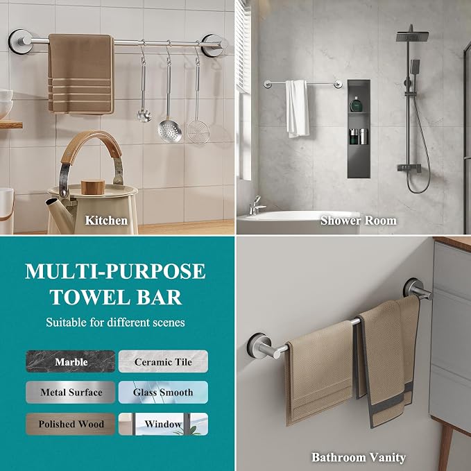 Towel Bar for Bathroom Wall,Adjustable 12~21 Inch Towel Racks for Bathroom Wall Mounted, Towel Holder for Glass Shower Door,Bathroom Accessories,Apparment Essentials,Home Decor-Silver