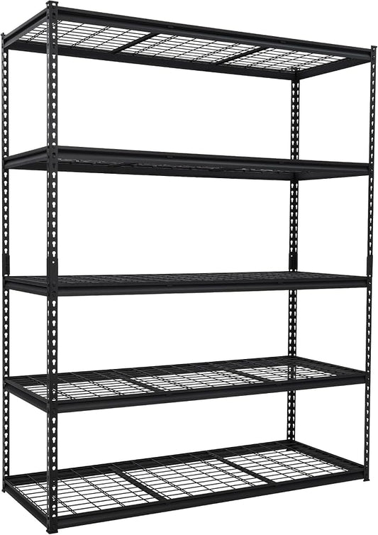 Garage Storage Shelves 5 Tiers, Heavy Duty Storage Shelving Racks with 2500 LBS Capacity, 60 in L x 24 in W x 78 in H Metal Adjustable Utility Shelving Unit for Garage Organization, Basement, Workshop