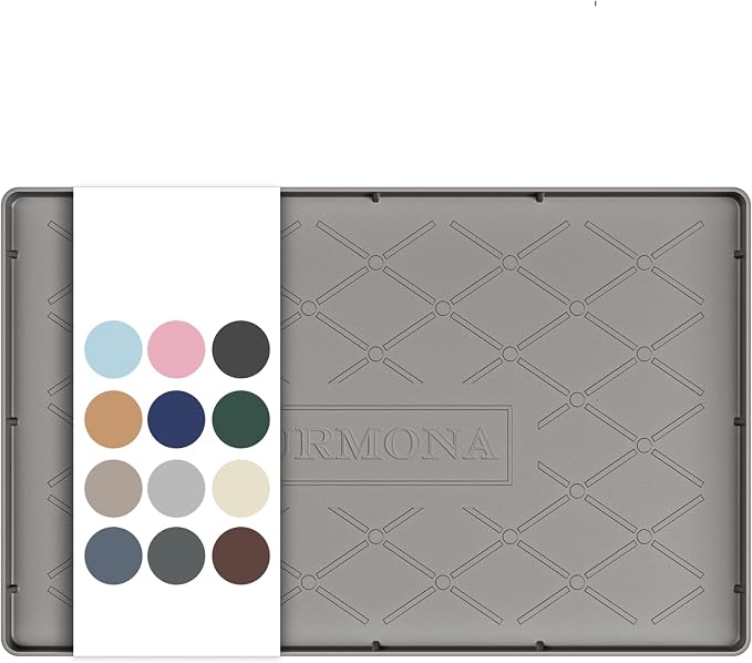 URMONA 16" x 10" Waterproof Silicone Mat in Multiple Sizes & Colors, Under Sink Mat for Kitchen & Bathroom, Pet Food Pad for Dogs & Cats, Kitchen Cabinet Liner, Multi-Purpose for Storage(Beige)