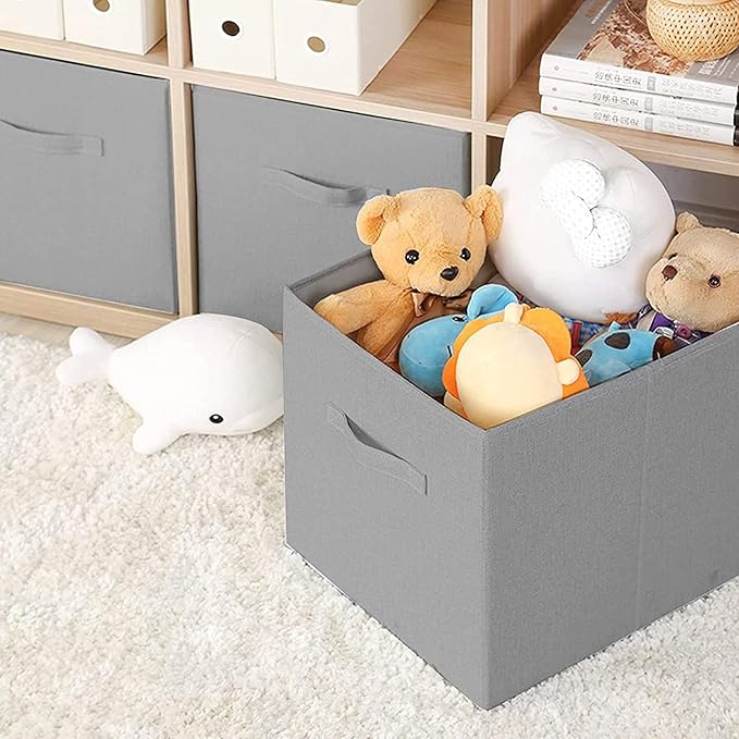 Basic Fabric Storage Bins 10.6 x 10.6 x 11 Storage Cubes 1 Pack Grey | Foldable Clothing Storage Bins, Reinforced Handles, Sturdy, Lightweight, Space-Saving, For Closet, Shelf, Nursery And Bedroom