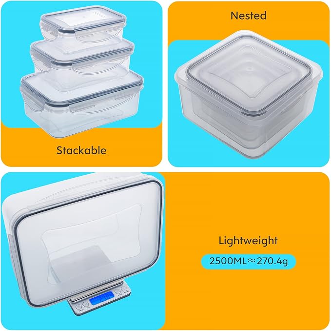 JSCARES 44 PCS Food Storage Container with Lid (22 Lids & 22 Containers) - Leakproof Meal-Prep Containers for Kitchen Storage Reusable Plastic Microwave/Dishwasher Safe with Labels & Pen