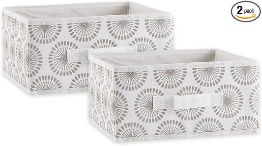 DII Non Woven Polyester Storage Bin, 11x11x5.5-inch, Starburst Gray, 2 Piece