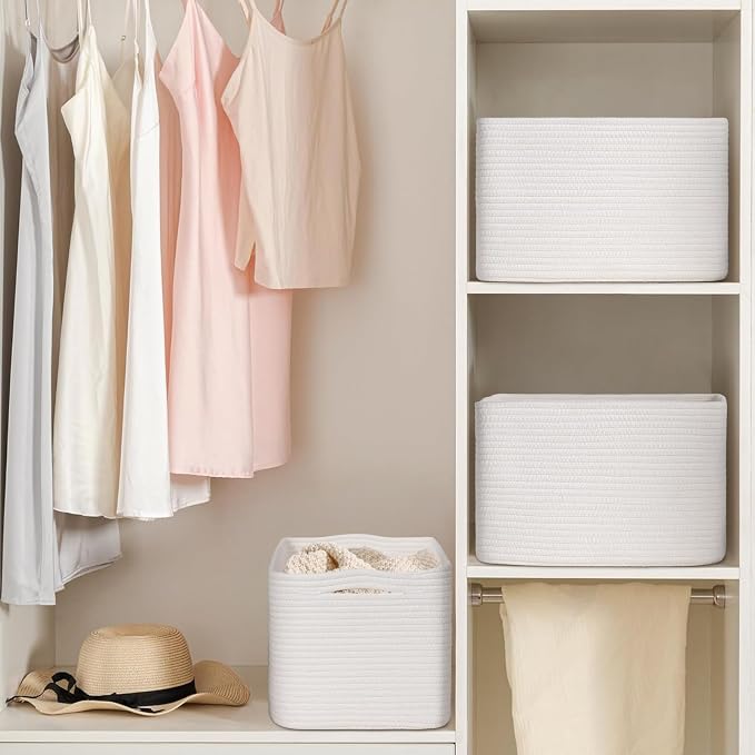 Baskets for Organizing,Storage Baskets,3 Pack Baskets for Shelfves,15"×10"×9" Woven Basket,toy storage bins,bins for organization