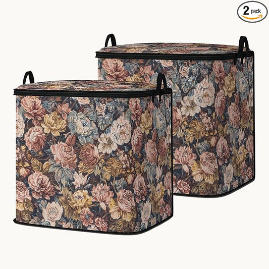 2pcs blanket storage bag for under bed,closet organizers 95L | clothing sweater sheet bedding comforter duvet quilt pillow toy storage bags with lids,dorm room essentials for containers