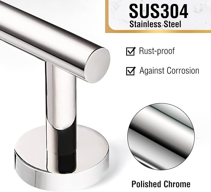 HITSLAM Chrome 30 Inch Towel Bar for Bathroom, SUS304 Stainless Steel Bathroom Towel Rack Wall Mounted, Modern Home Decor Bath Towel Holder with Hardware Accessories (Total Length 31.6 Inch)