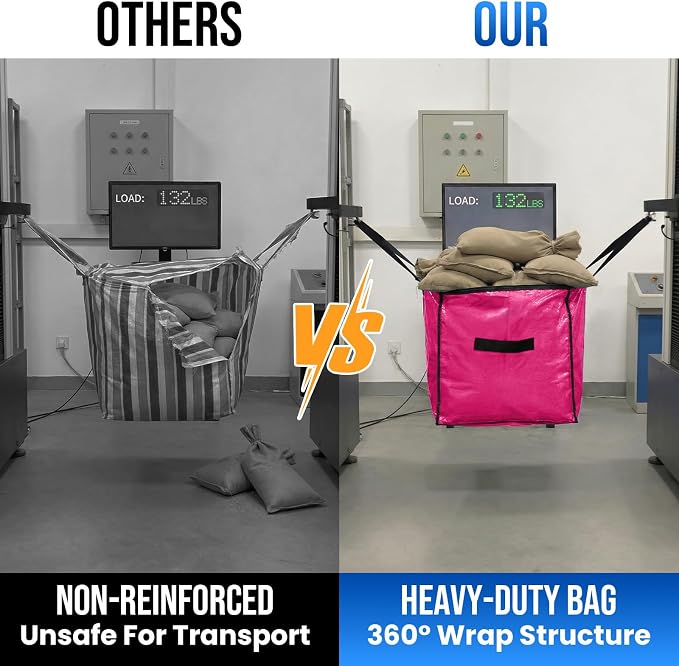 TAILI 10 Pack Pink Extra Large Moving Bags, Heavy Duty Totes with Visible Window, Wrap Around Handles, Ideal for Storage, Space-Saving