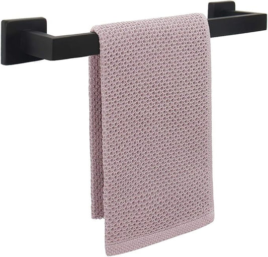NearMoon Towel Bar, Bath Accessories Premium Thicken Stainless Steel Square Shower Towel Rack for Bathroom, Towel Holder Wall Mounted (1 Pack, Matte Black, 12 Inch)