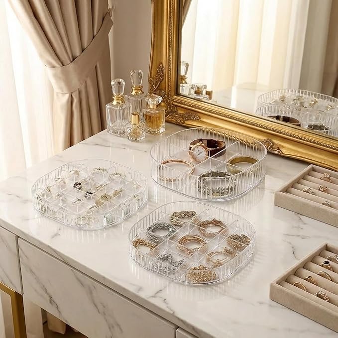 HALAFE Jewelry Box, 3-Layer Acrylic Jewelry Organizer with Handle, Clear Jewelry Boxes for Women Girls, Make up Organizer, Jewelry Storage Holder (Clear)