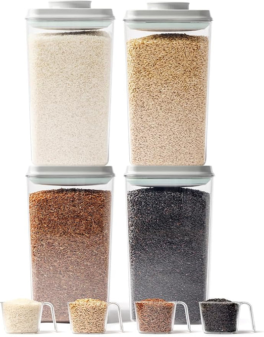 Airtight Food Storage Containers, 4 Pack, 4.22 Qt, Pop-Top Lids | Four Matching Large Jars Keep Bulk Pantry Staples Visible, Organized and Easy to Access Without Small, Unused Container Sizes