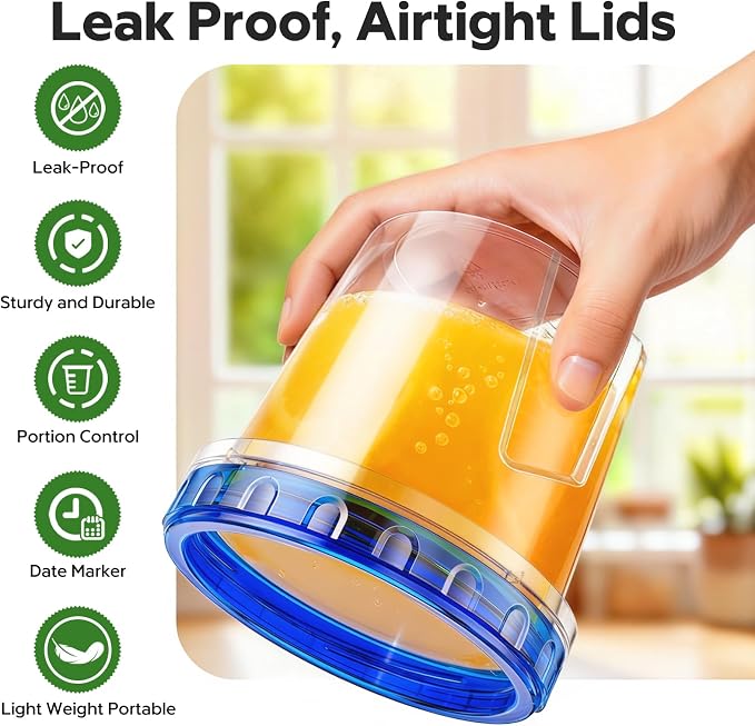 HOMETALL Freezer Storage Containers, [6 Pack- 33/24/17 OZ] Airtight Plastic | Twist Top Lids, Soup, Meal Prep Containers | BPA Free | Stackable | Leakproof | Microwave Safe