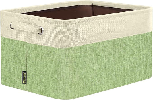 BALEINE 1 Pack Fabric Closet Storage Bins for Shelves, Linen Closet Organizers and Storage, Decorative Baskets for Organizing, Shelf, Clothes, Home, Office (Green, 15''x11''x9.5'')