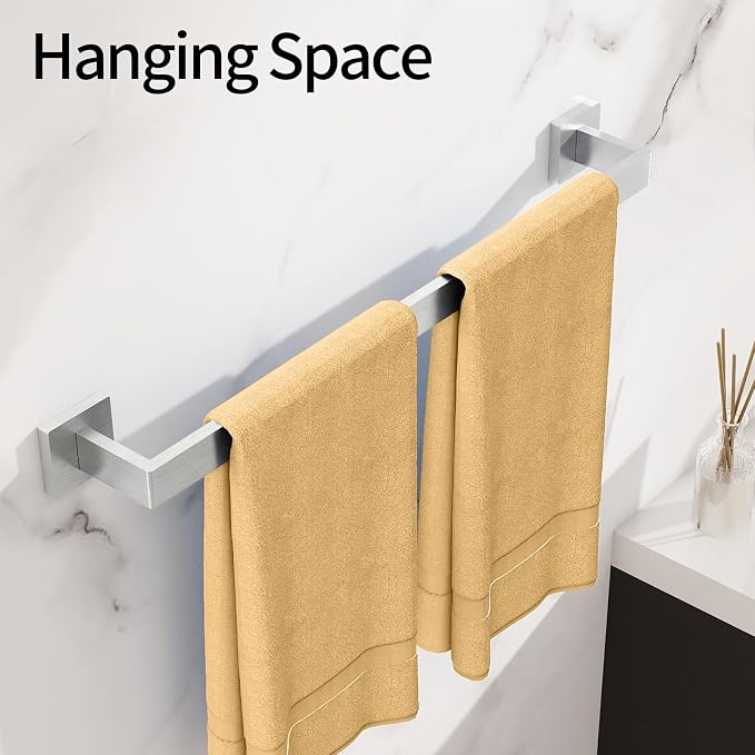 Bathroom Towel Bar, Towel Racks for Bathroom Wall Mounted Brush Nickel | 24 Inch Stainless Steel Towel Rod Modern Home Decor,Matte Black Towel Holder Bathroom Accessories 2 Pack
