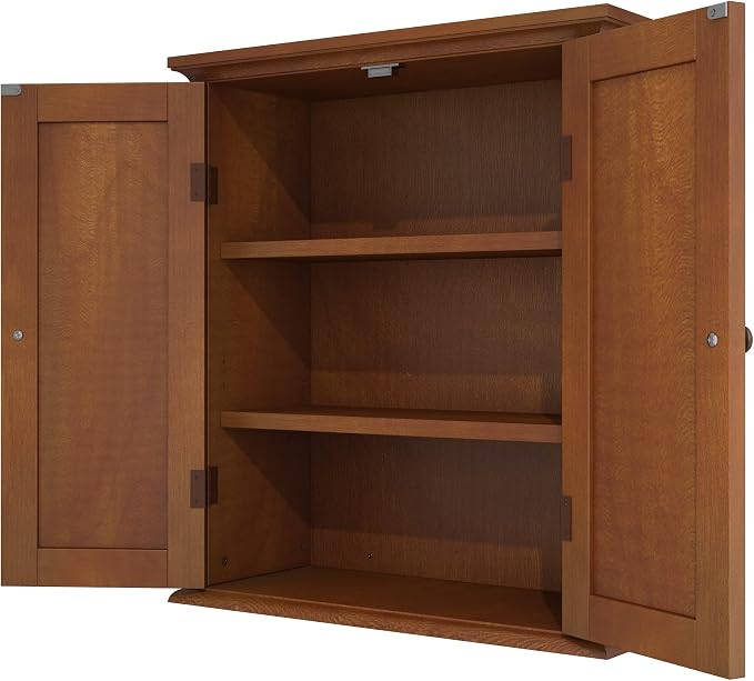 ChooChoo Bathroom Wall Cabinet with 2 Doors, Over The Toilet | 8.8"D x 21.1"W x 24"H, Medicine Cabinet, Adjustable Shelves, Cupboard, Walnut