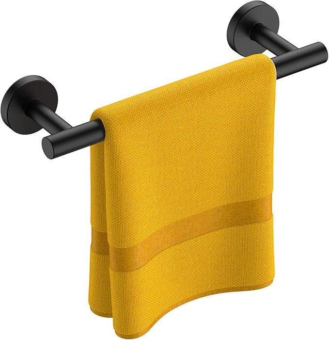 FORIOUS Towel Bar 9" Towel Racks for Bathroom Wall Mounted Matte Black | Total Length 11 Inch, Rustproof, Stainless Steel Towel Holder, Wall Mounted for Bathroom Bedroom, Heavy Duty, Space Saving