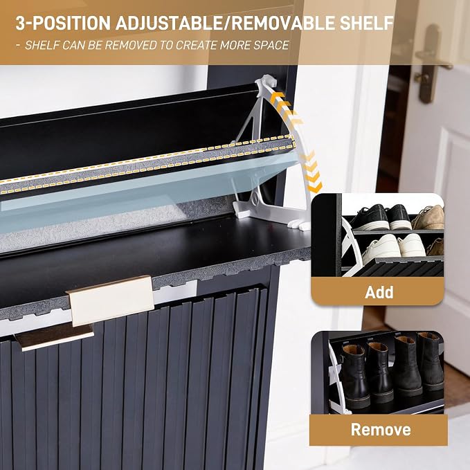 Karl home Black Slim Shoe Storage Cabinet, Entryway Shoe Organizer | Space-Saving Freestanding Shoe Rack Organizer, Versatile Storage Furniture Suitable for Entryway and Living Room